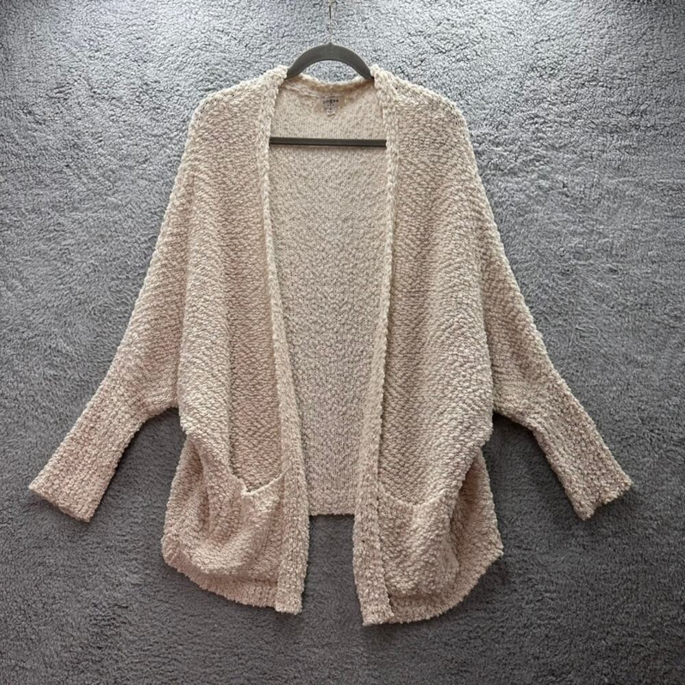 Umgee Medium Cream Open Front Cardigan Oversized Comfort Casual Front‎ Pockets